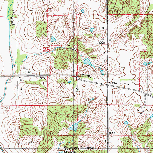 Topographic Map of West Westfield Cemetery, IA