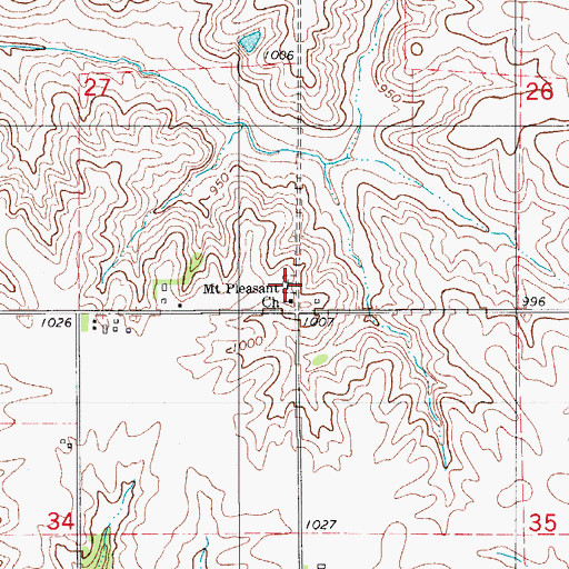 Topographic Map of Mount Pleasant Cemetery, IA