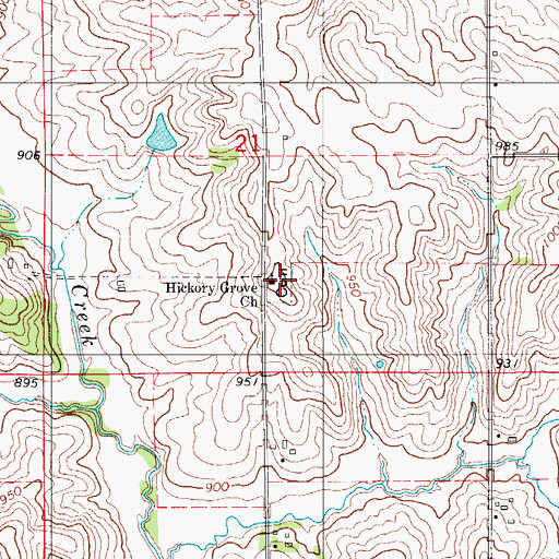 Topographic Map of Hickory Grove Cemetery, IA