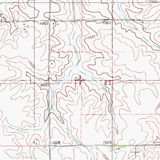 Topographic Map of Green Cemetery, IA