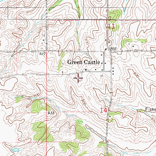 Topographic Map of Greencastle Cemetery, IA