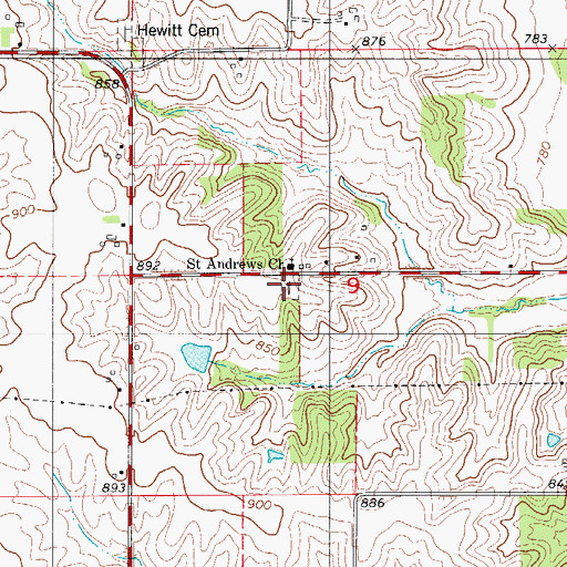 Topographic Map of Saint Andrews Cemetery, IA