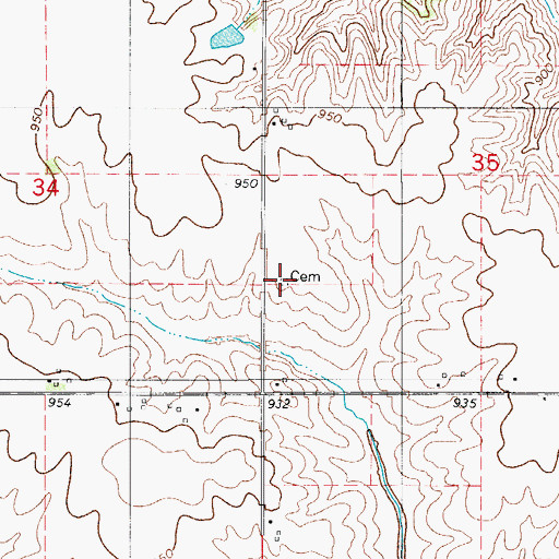 Topographic Map of Pleasant View Cemetery, IA