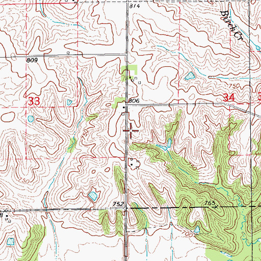Topographic Map of Lantz Wildlife Reserve, IA