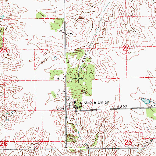 Topographic Map of Pilot Grove State Preserve, IA