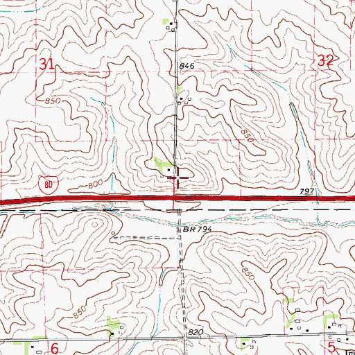 Topographic Map of Fox Post Office (historical), IA