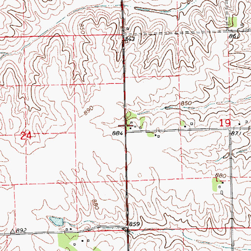 Topographic Map of West Troy Post Office (historical), IA
