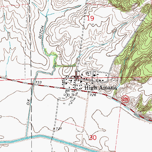Topographic Map of High Post Office (historical), IA
