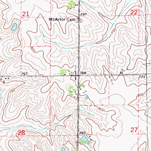 Topographic Map of Green Center Post Office (historical), IA
