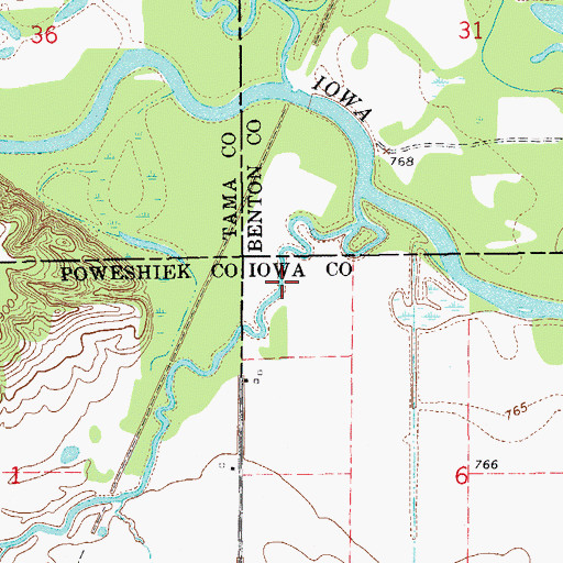 Topographic Map of Riverdale Post Office (historical), IA