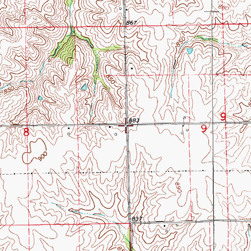 Topographic Map of Hedge Post Office (historical), IA