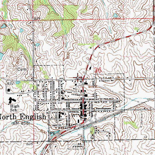 Topographic Map of English Valley Nursing Care Center, IA