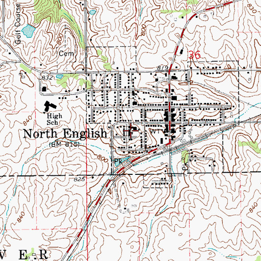 Topographic Map of English Valleys Elementary School, IA