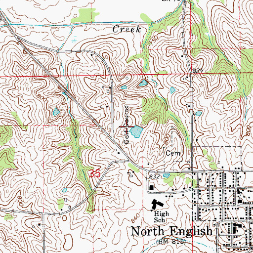 Topographic Map of Knoll Ridge Country Club, IA
