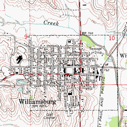 Topographic Map of Williamsburg Public Library, IA