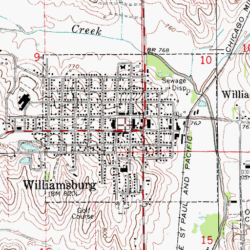 Topographic Map of Williamsburg Police Department, IA