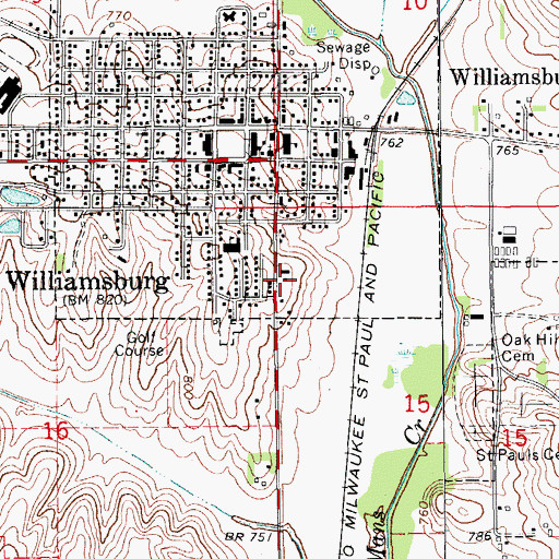 Topographic Map of Williamsburg Sport Complex, IA