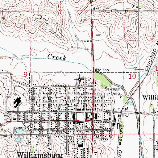 Topographic Map of Williamsburg Care Center, IA