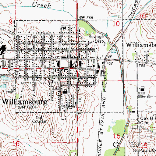 Topographic Map of Saint Marys Catholic Church, IA