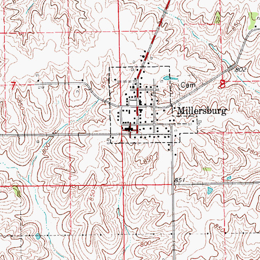 Topographic Map of Millersburg Elementary School, IA