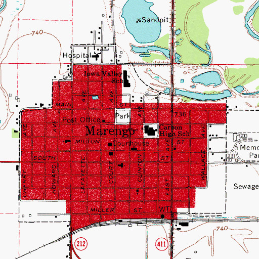 Topographic Map of Iowa County Geneology Library, IA