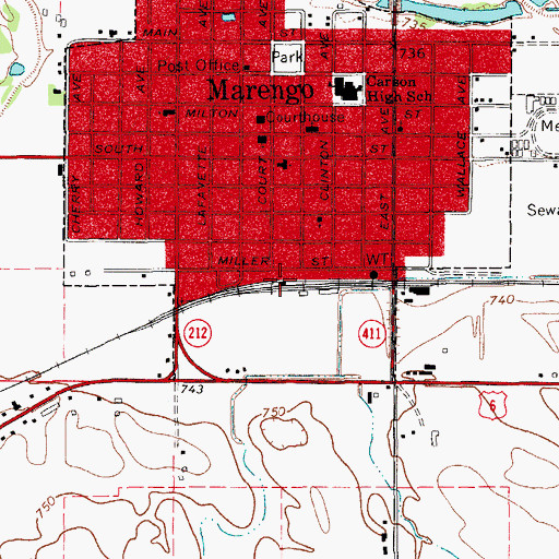 Topographic Map of Marengo Elevator Company Elevator, IA
