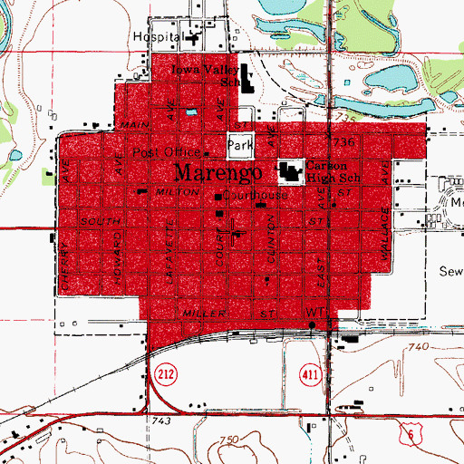 Topographic Map of Saint Johns Lutheran Church, IA