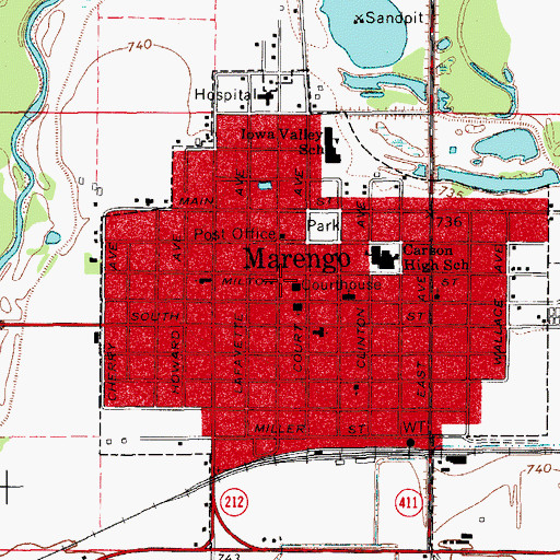 Topographic Map of Iowa County Sheriff's Office, IA