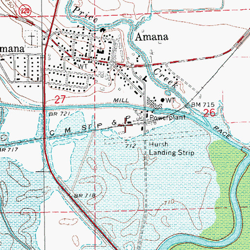 Topographic Map of Amana, IA