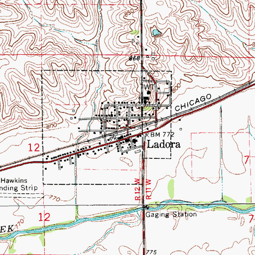 Topographic Map of Ladora, IA