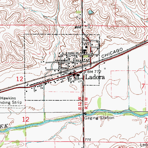 Topographic Map of Ladora Post Office, IA
