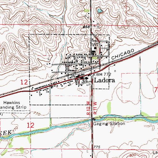 Topographic Map of Ladora Fire Department, IA