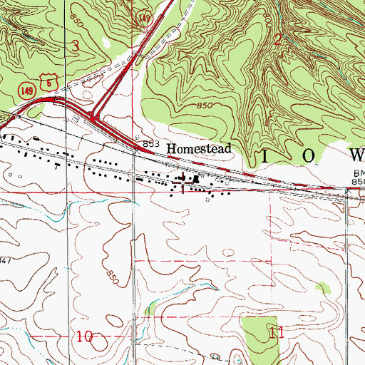 Topographic Map of Homestead, IA