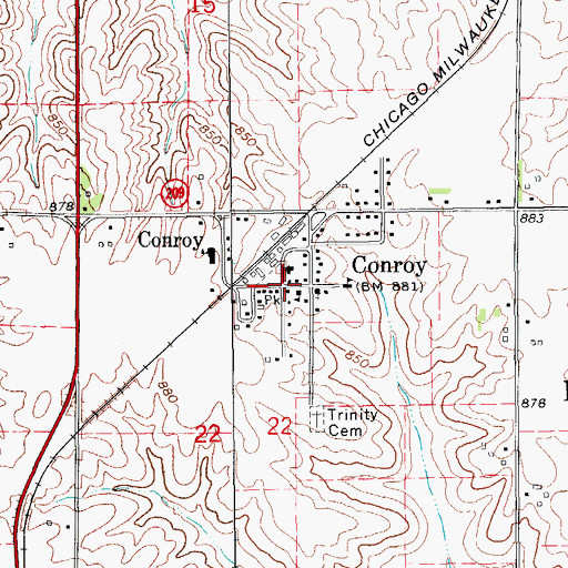 Topographic Map of First Lutheran Church, IA
