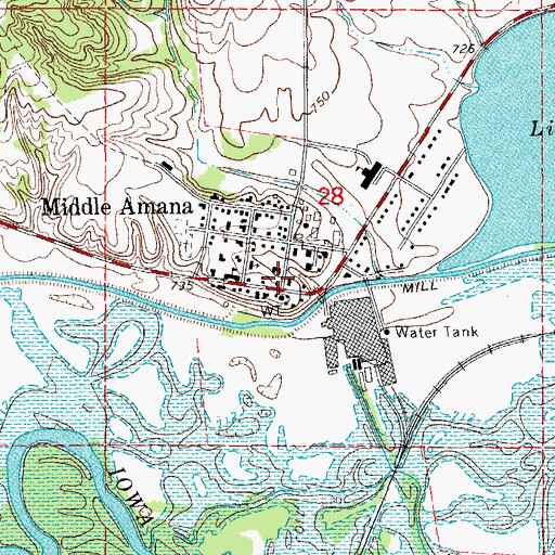 Topographic Map of Middle Amana Post Office, IA