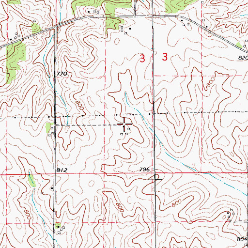 Topographic Map of Ricord Cemetery, IA