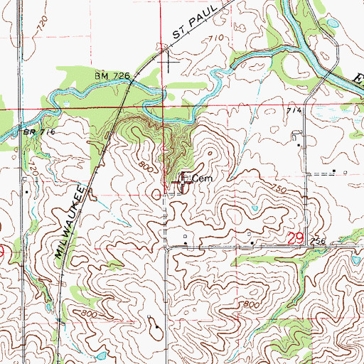 Topographic Map of Clothier Cemetery, IA