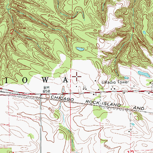 Topographic Map of Spicer-Spooner Cemetery, IA
