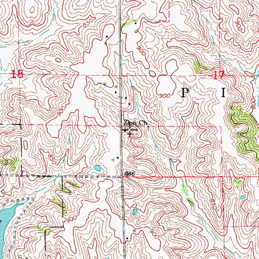 Topographic Map of Zion Reformed Church Cemetery, IA