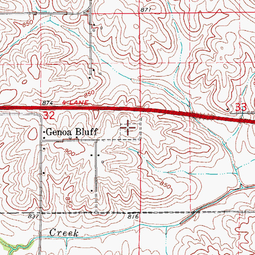 Topographic Map of Genoa Bluffs Cemetery, IA