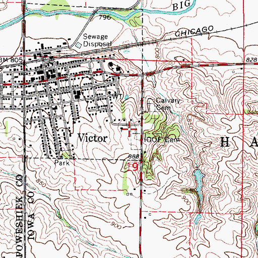 Topographic Map of International Order of Odd Fellows Cemetery, IA
