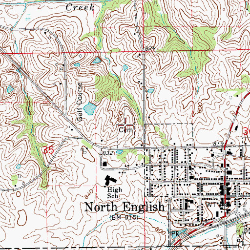 Topographic Map of North English Cemetery, IA