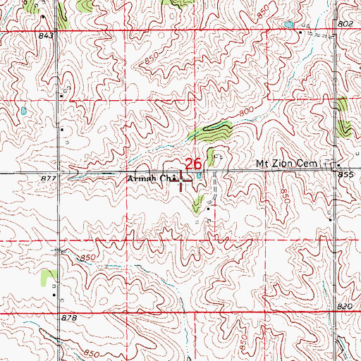 Topographic Map of Ambrose Catholic Armah Cemetery, IA