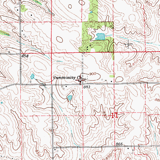 Topographic Map of Community Church, IA