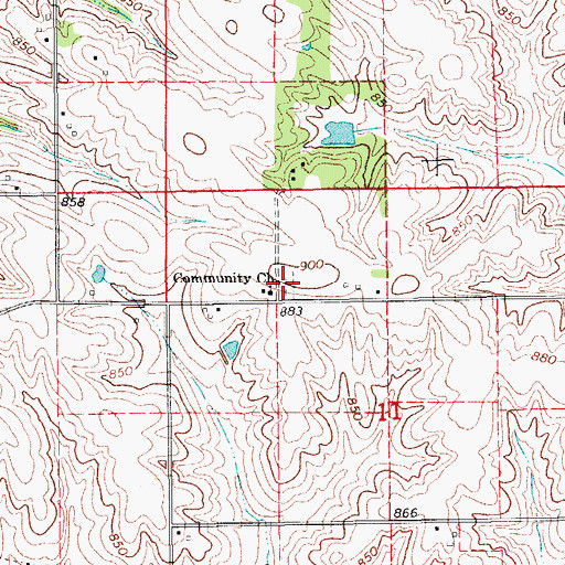 Topographic Map of Community Cemetery, IA