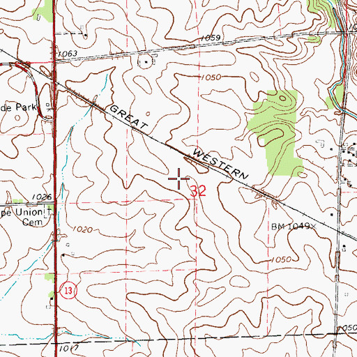 Topographic Map of Cold Water Post Office (historical), IA