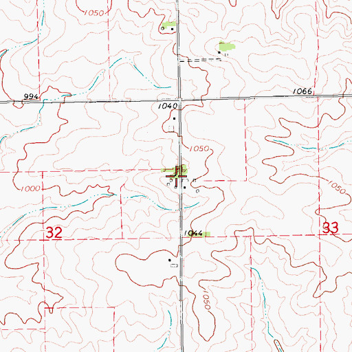 Topographic Map of Mangoldville Post Office (historical), IA