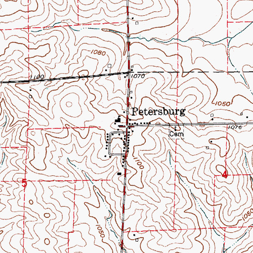 Topographic Map of Petersburg Post Office (historical), IA