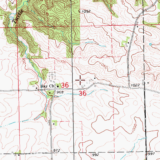 Topographic Map of Bay Post Office (historical), IA