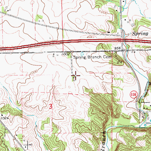 Topographic Map of Spring Branch Post Office (historical), IA